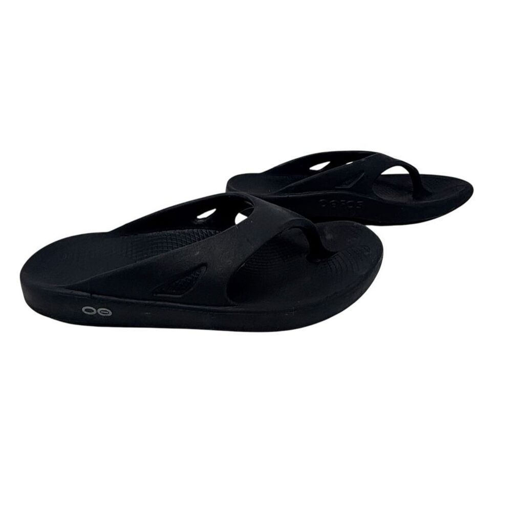 OOFOS Original Black Foam Recovery Slip On Toe Post Flip Flop Sandals Women’s 7